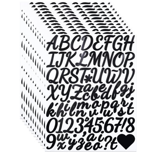 YIKTUNQ 12 Sheets 1 12 Inch Letter Number Stickers SelfAdhesive Vinyl Alphabet Label Decals for Scrapbook Journal Greeting Cards Crafts Bottles Black