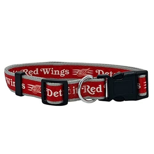 Pets First NHL Detroit RED Wings Collar for Dogs & Cats, Medium. - Adjustable, Cute & Stylish! The Ultimate Hockey Fan Collar!