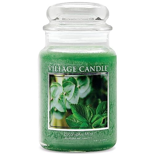 Village Candle Eucalyptus Mint Large Glass Apothecary Jar Scented Candle 2125 oz Green