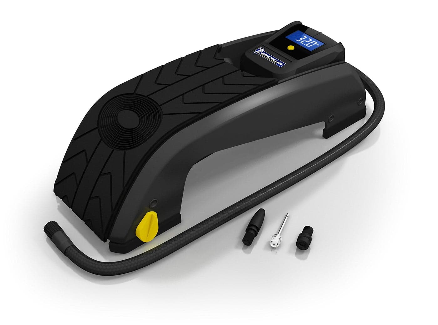 MICHELIN 12208 Digital Single Barrel Foot Pump with Rubber Feet (Black)