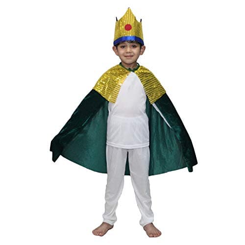 Kaku Fancy Dresses Polyester King Robe/Cloak King Robe/California Costume -Green, 14-17 Years, For Boys