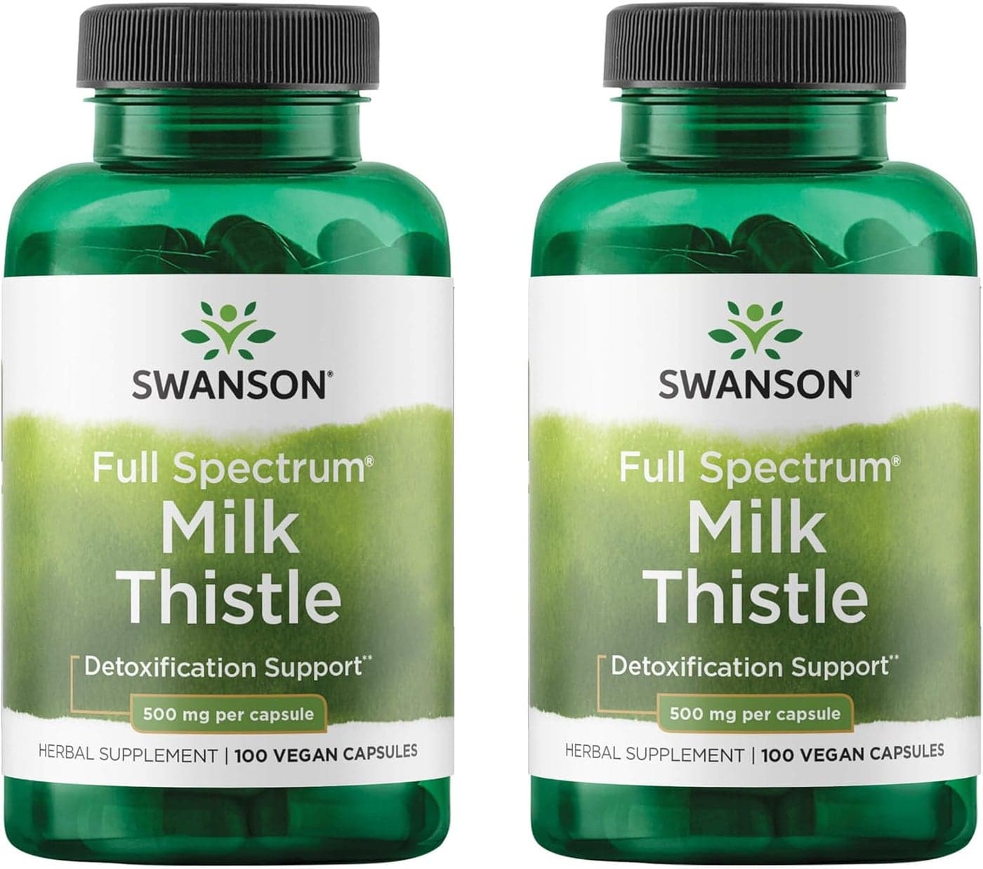 Swanson Milk Thistle Herbal Liver Support Supplement Natural Formula Helping to Maintain Overall Health Wellbeing 100 Capsules 500mg Each 2 Pack