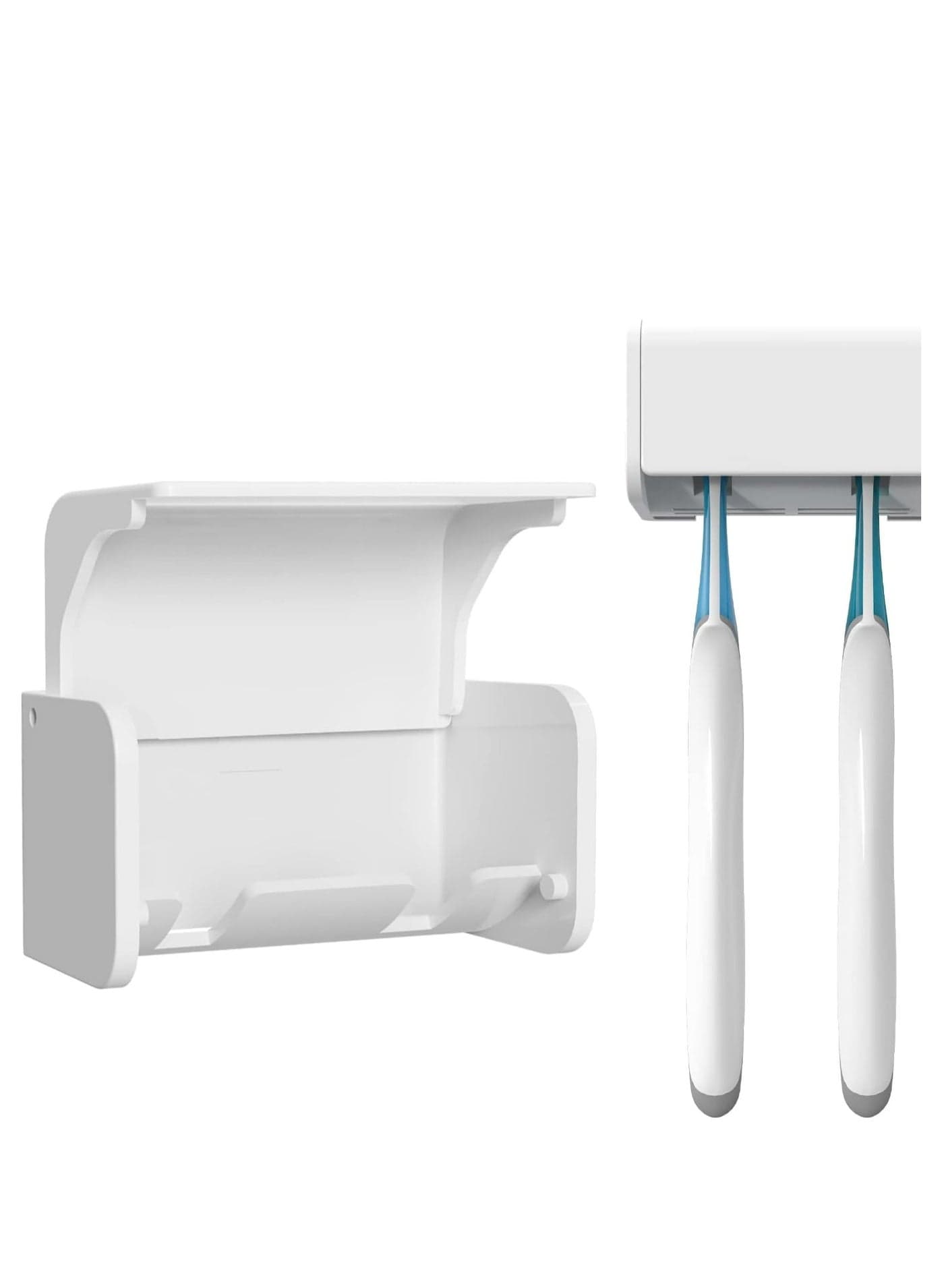 Toothbrush Holder Wall Mounted with Cover for Bathroom, 2 Slots Toothbrush Storage Organizer for Shower, Dorm, Cabinet