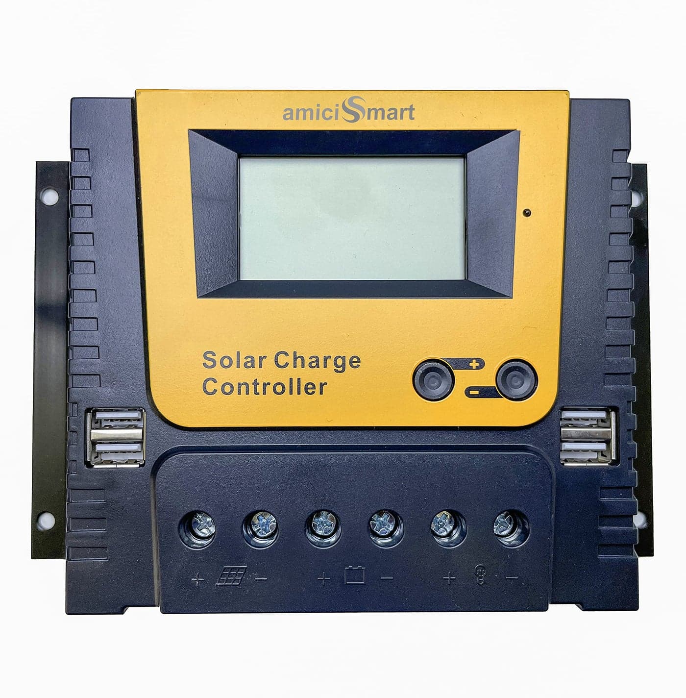 amiciSmart Solar Charge Controller, 4-Stage Intelligent Lithium Battery Regulator for Solar Panel with LCD Display USB Port 12V/24V/36V/48V (80A)