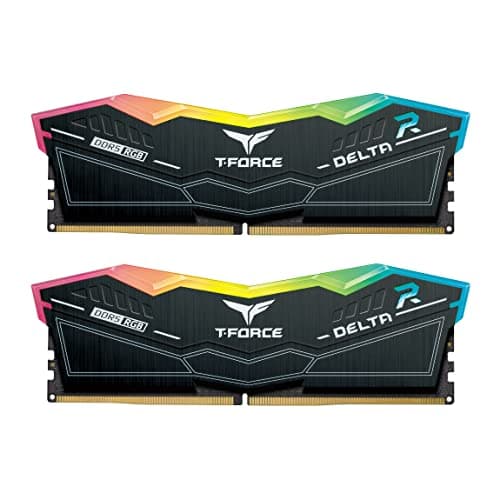 TEAMGROUP T-Force Delta RGB DDR5 Ram 32GB (2x16GB) 8000MHz PC5-64000 CL38 A-DIE Desktop Memory Module Ram for 600 700 Series Chipset XMP 3.0 Ready Black FF3D532G8000HC38DDC01