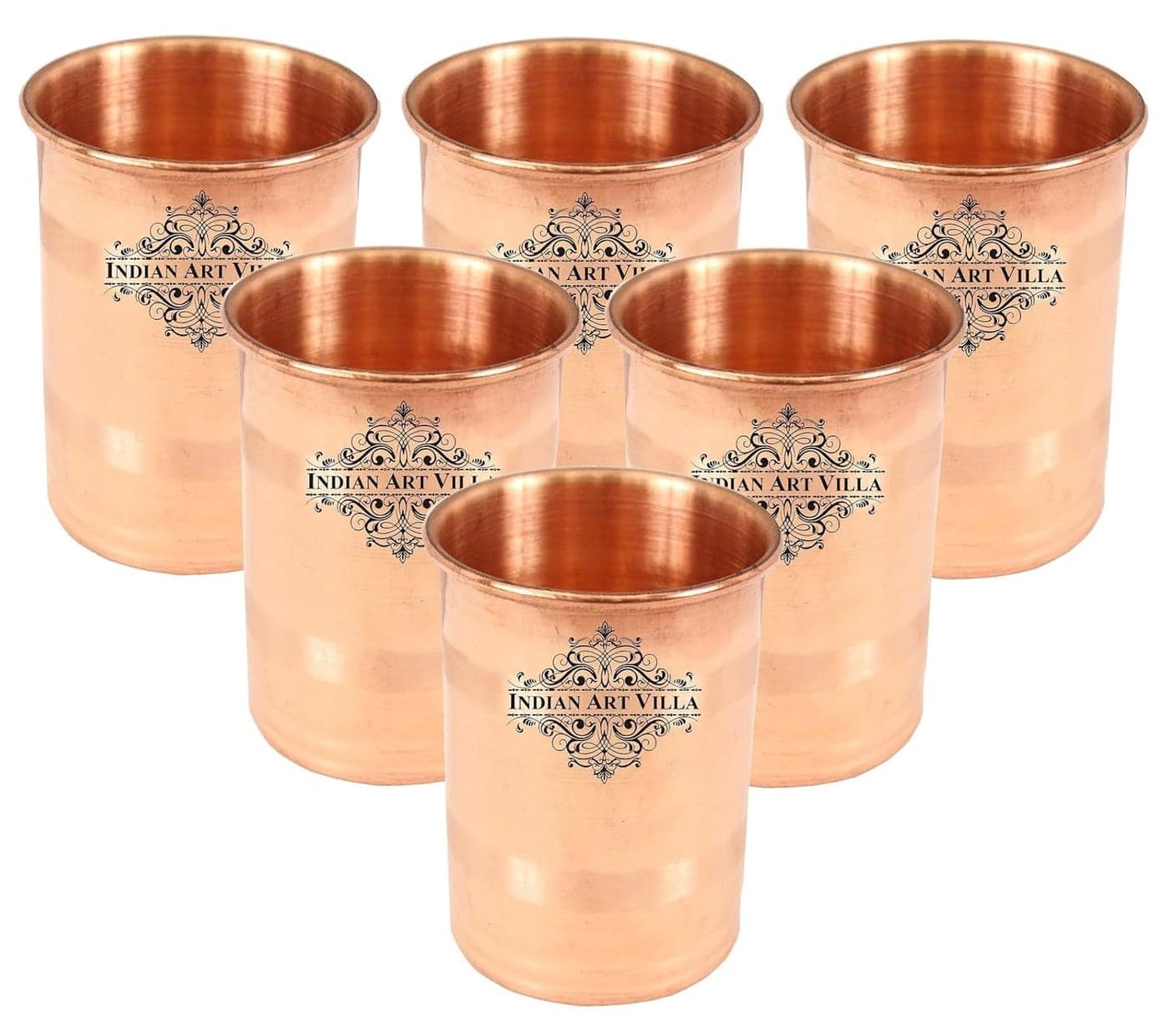 INDIAN ART VILLA Pure Copper Small Glass Tumbler 150 ML for use Home Hotel Restaurant Good Health Benefit Yoga Ayurveda Set of 6