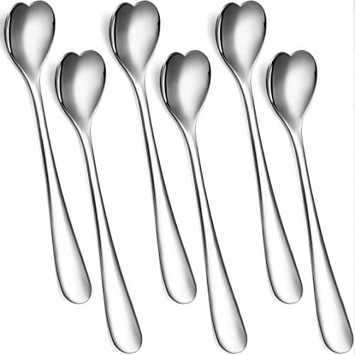 Honeydak 6 Pcs Heart Shaped Spoons Valentines Day Utensils Mini Coffee Stainless Steel Dessert Spoon Small Demitasse Spoonss Cute Tea Spoons for Hot Tea Ice Cream, 5.9 x 1.2 Inches