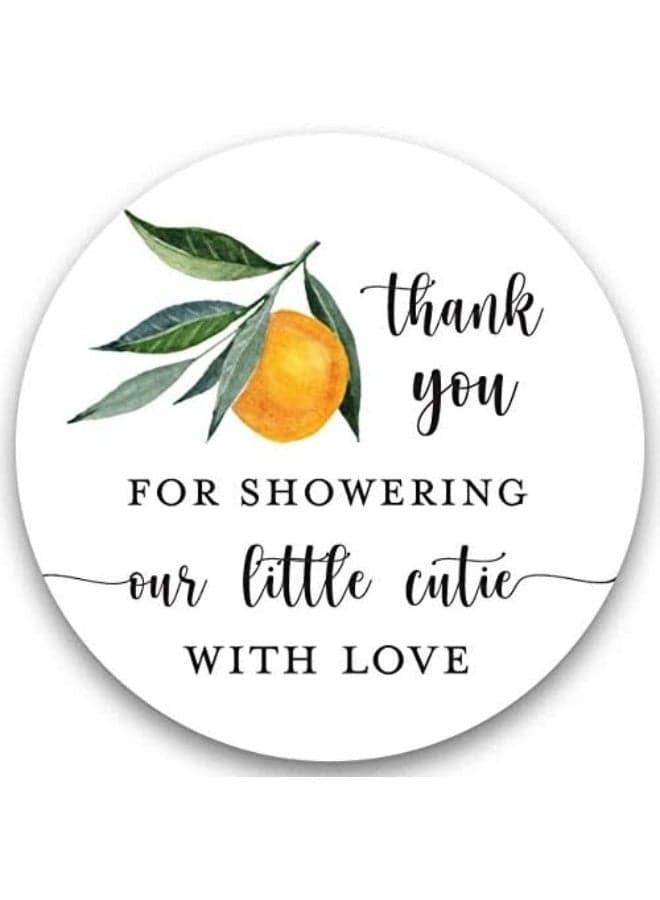 InvitationHouse 2" Round Orange Clementine Baby Shower Cutie Thank You Favor Stickers (40 Labels)