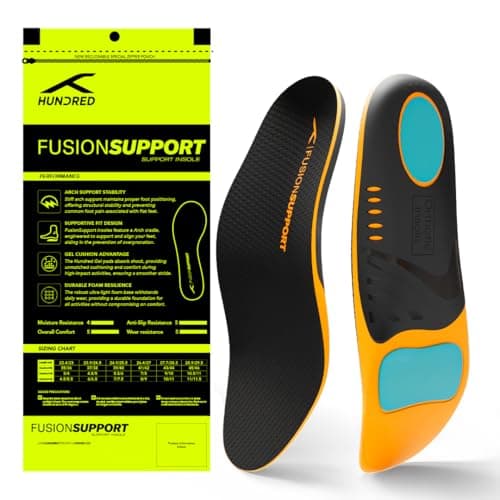 Hundred Fusion Support Comfort Insoles | Fusion Gel Mesh | Rigid Arch Support |Shock Absorption Silicon Cushioning | Personalized Comfort for Any Shoe | Unisex | 1 Pair (6.5 UK/ 7 UK)