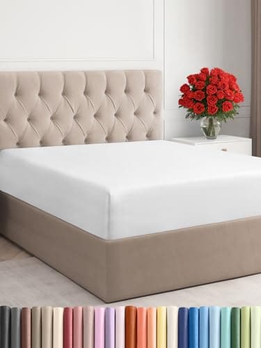 King Fitted Bed Sheet - Bottom Single Fitted Sheet Only - Ultra-Soft Hotel Luxury Bedding w/ 8-16 Inch Deep Pockets - Breathable, Cooling & Wrinkle Free - Easy-Care, Fade & Shrink Resistant - White