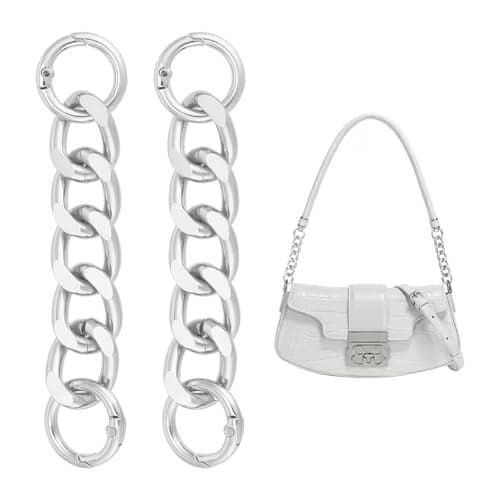 UNICRAFTALE 2Pcs 425 Short Purse Extender Chain Silver Bag Extender Chain with Spring Gate Ring Purse Chain Strap Replacement for Handbags Purse Making