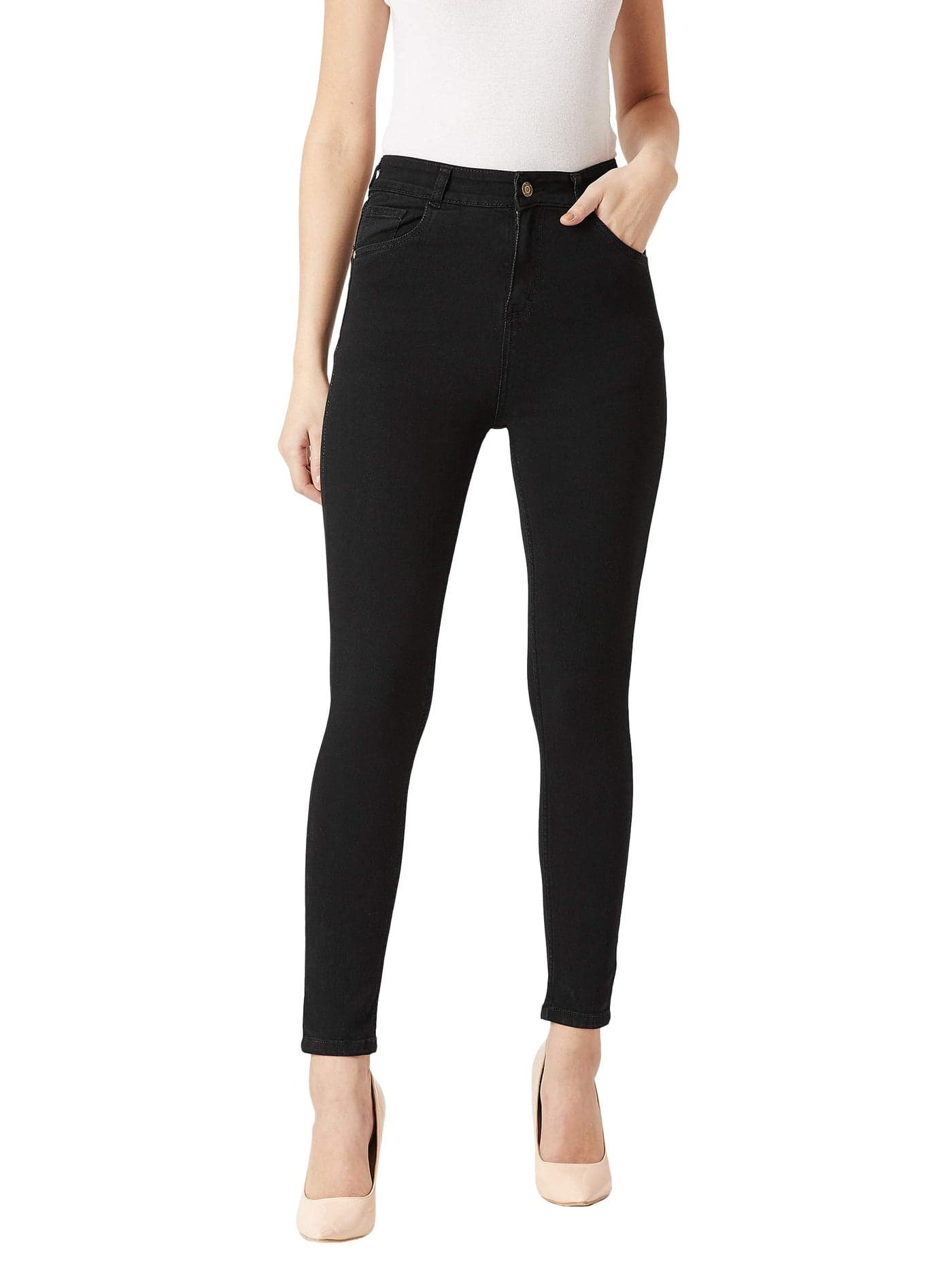 Miss Chase Women's Black High-Rise Stretchable Denim Jeans(MCAW18DEN02-79-62-26, Black, 26)