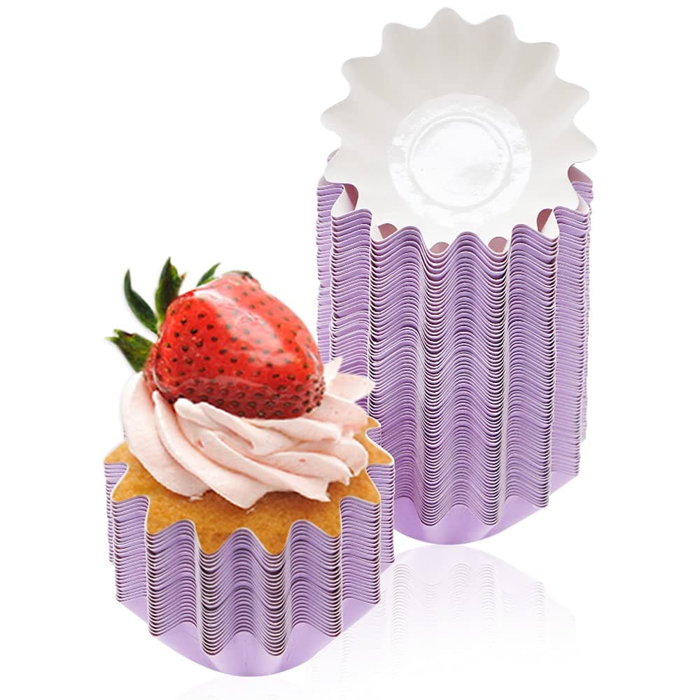 100 PCS Baking Cups Cupcake Liner Brioche Paper Cup Standard Muffin Wrappers Greaseproof Coated Paper for Wedding Birthday Holiday Party or Baby Shower Purple