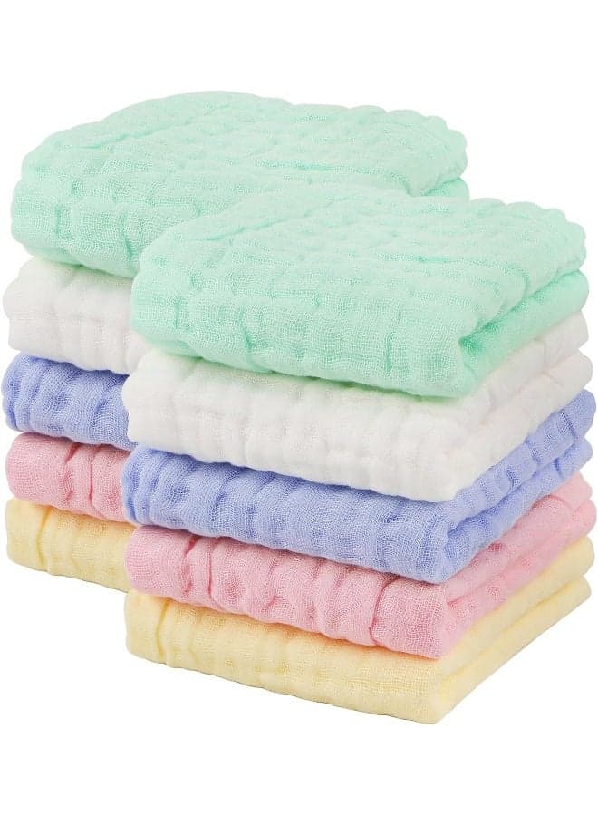 AIDEA Baby Muslin Washcloths-10 Pack, 100% Cotton Washcloths, Soft & Absorbent Baby Towels