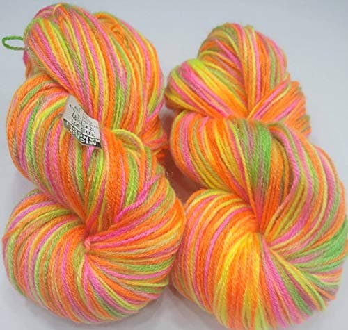 Oswal Knitting Yarn Wool Multi Orange Pink Yellow Green 400gm. Woolen Crochet Yarn Thread. Wool Yarn for Knitting. Woolen Thread.