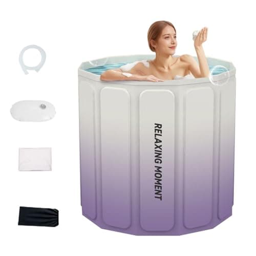 HANNEA® Bath Tub Bathroom PVC Multifaceted Sitting Bath Tub Ice Bath Tub for Cold Water Therapy Thermal Sitting Bath Bucket with Drainage Pipe Adult Easy Bath Tub for Shower Room
