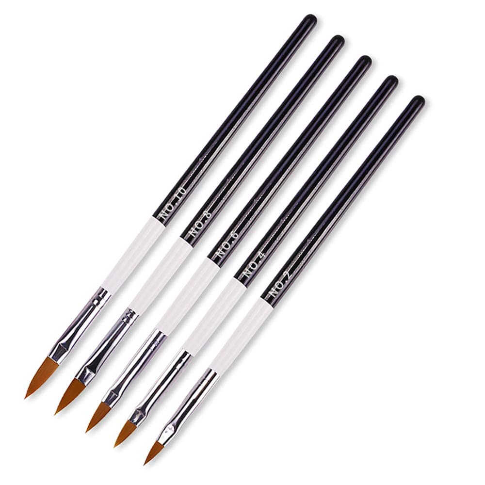 WOKOTO 5 Pcs Professional Acrylic Nail Brushes For Women Nail Art UV Gel Builder Drawing Flower Nail Painting Pen Brushes For Nails Carving Pen Acrylic Brush 246810