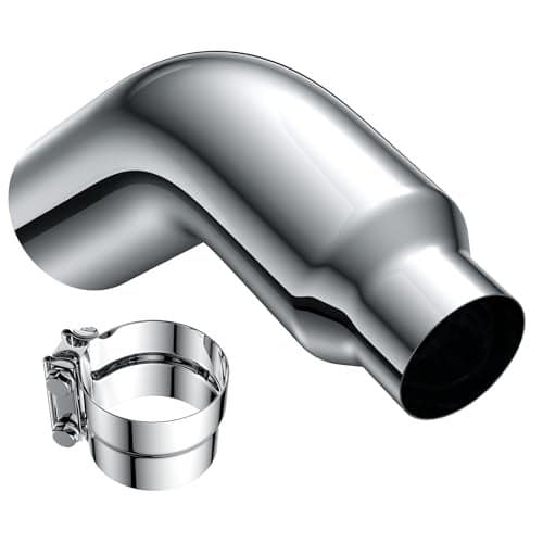 JY PERFORMANCE 5 Inch ID Diesel Exhaust Tip Elbow Tip 5'' Inlet 7'' Outlet 23'' Long Chrome Turndown Exhaust Tip with Clamp