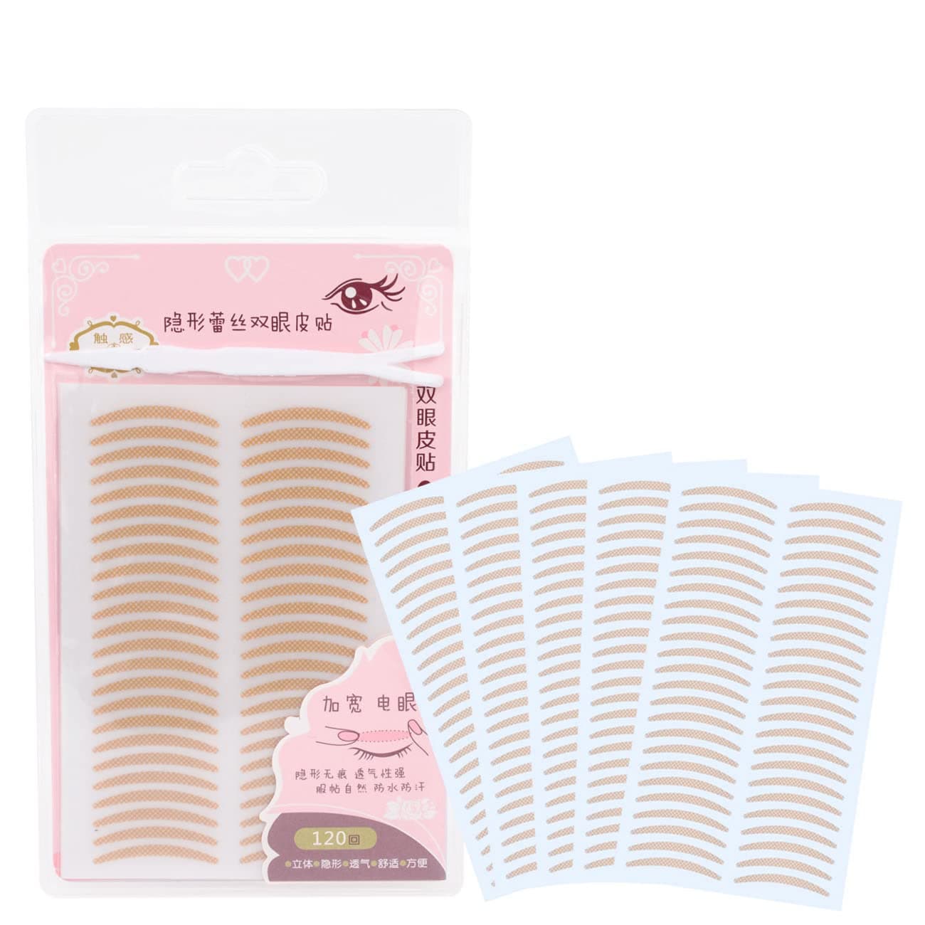 Invisible Lace Self-adhensive Fiber One-Sided Sticky Double Eyelid Tapes Stickers, Medical-use Breathable Fiber Instantly Eyelids Lift, Suitable for Hooded, Droopy, Uneven, Mono-eyelids