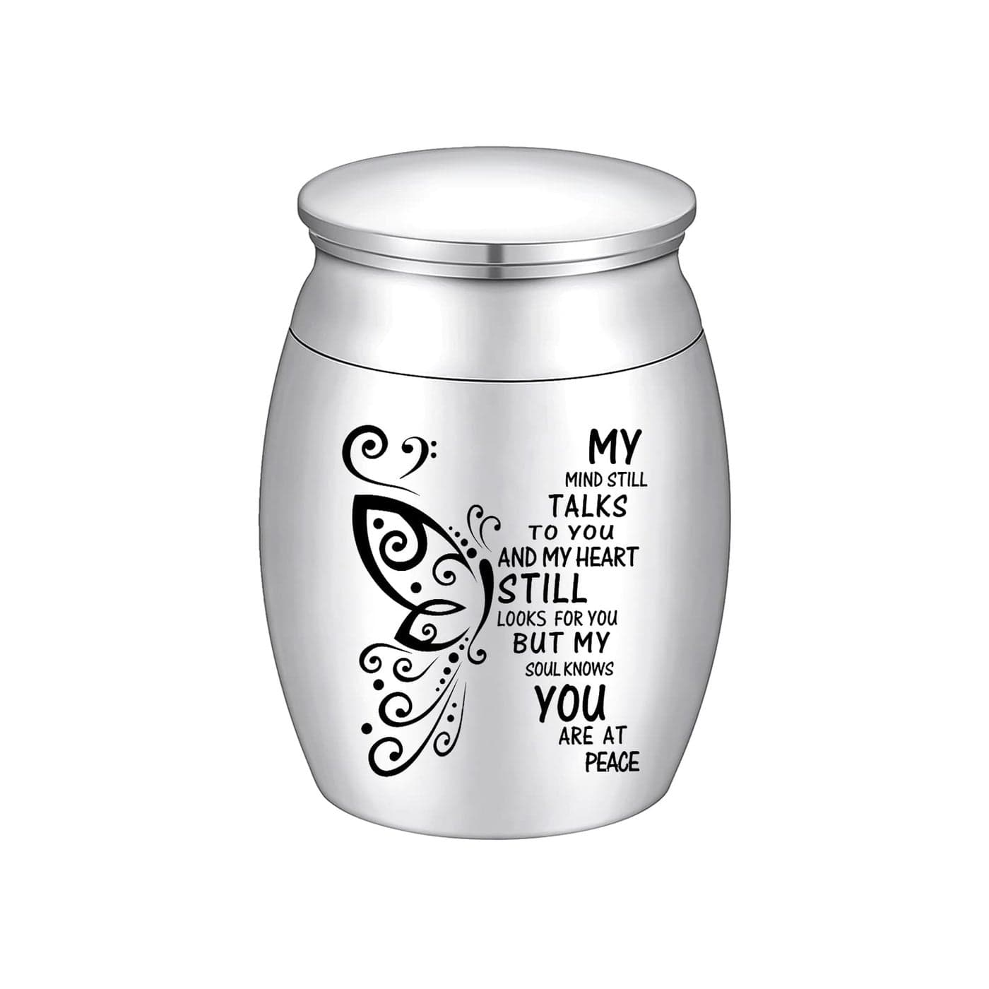 SOITIS Small Urn for Ashes 157 Inches Small Keepsake Urn for Human Ashes Butterfly Mini Urn Stainless Steel Ash Holder Small Ash Urn for Women Silver Keepsake