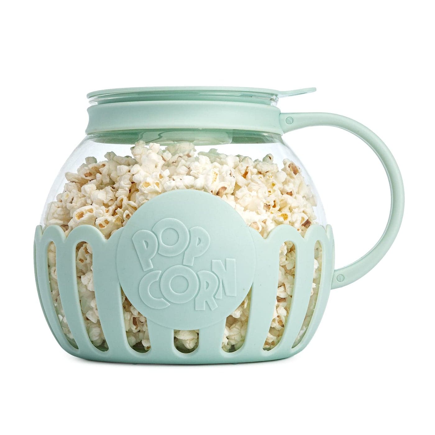 Ecolution Patented MicroPop Microwave Popcorn Popper with Temperature Safe Glass 3in1 Lid Measures Kernels and Melts Butter Made Without BPA Dishwasher Safe 3Quart Aqua