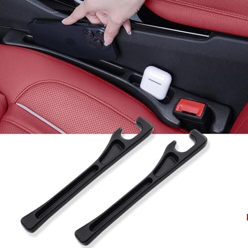 Smeyta Car Seat Gap OrganizerSeat Gap Filler with Seat Belt HolesUniversal Fit for SUVTruckPickupBlack2Pack