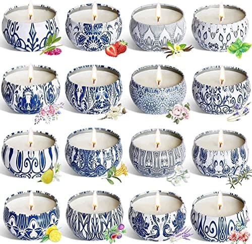 YOROXRG Scented Candles Gifts Set 16 Pack Soy Wax Travel Tin Jar Candles for Home 2.5 OZ for Mom for Christmas, Birthday, Thanksgiving, Mother's Day