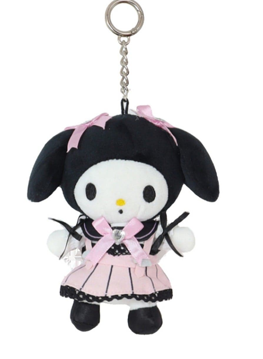 (My Melody Black) 12cm Creative Cartoon Bow Skirt Series Plush Doll Backpack Key Pendant