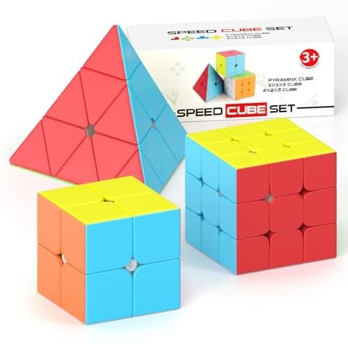 Vdealen Speed Cube Set 2x2x2 3x3x3 Pyramid Magic Cube Set Puzzle Cube Toys Birthday Party Christmas Stocking Stuffers Gift for Kids Teens AdultsStickerless