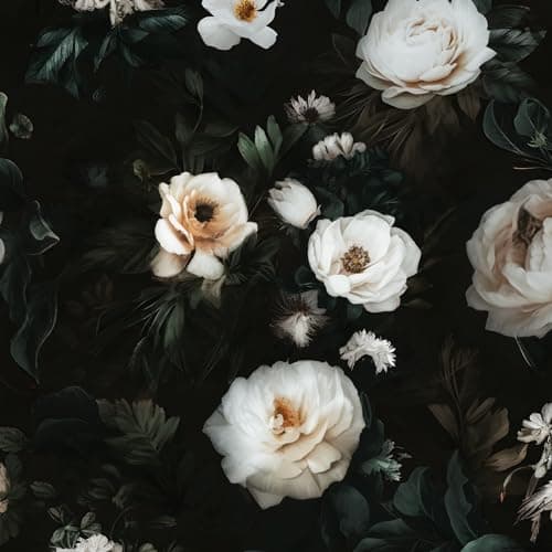 Black Floral Peel and Stick Wallpaper,Dark Vintage and Moody 17.5"x 393"Contact Paper,Gothic and Witchy Flower Wall Paper For Bathroom Bedroom Cabinet Vinyl Waterproof Removable Dorm Renter Friendly