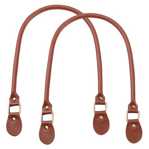 PH PandaHall 2 Pieces 242 Inches Leather Purse Handles Handbags Shoulder Bag Strap Replacement with Alloy Clasps for Purses Making Supplies Brown