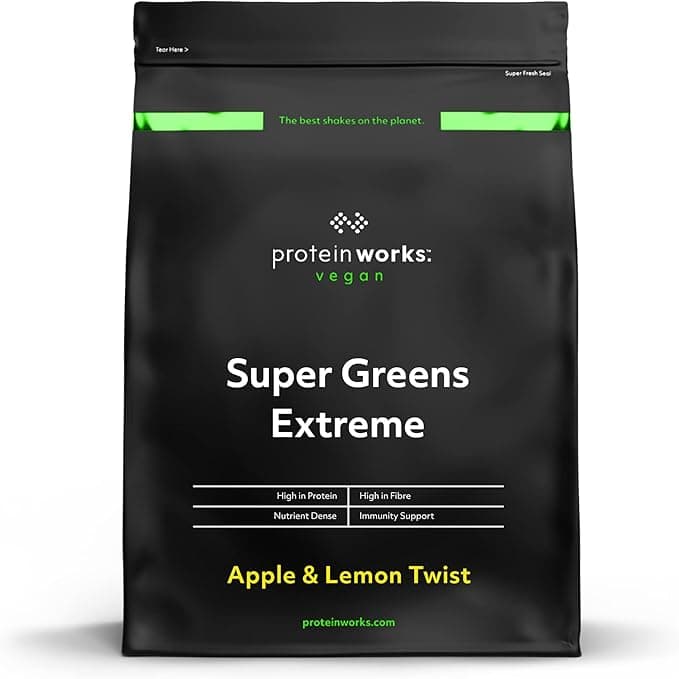 Protein Works Super Greens Extreme 150 Health Benefits 41 Active Ingredients Vegan Gluten Free No Added Sugar 41 Servings Apple Lemon Twist 500g