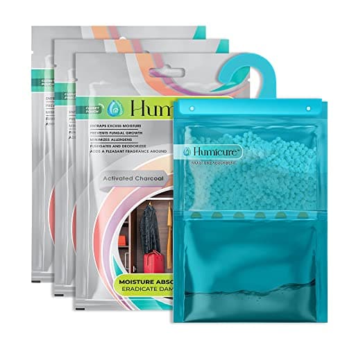 Humicure Moisture Absorber Dehumidifier Hanging Bags with 1 Litre Absorption Capacity for Wardrobe, Bathroom, Kitchen and Bedroom; Prevents Mould & Fungus (Pack of 3, 400gram each, 3 Fragrance Combo)