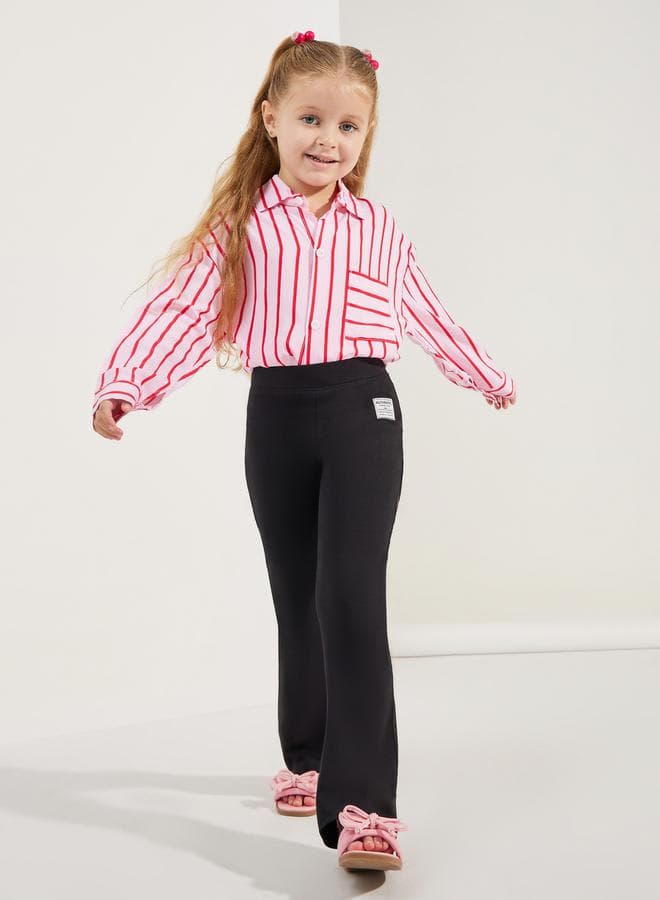 Patch Detail Flared Leggings
