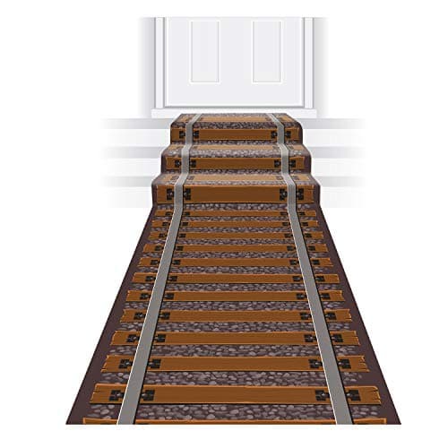 Beistle Novelty Printed Polyester Fabric Railroad Track Aisle Runner for Western Theme Birthday Parties Christmas Party Supplies 24 x 10