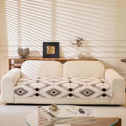 WEYOND Pet-Friendly Couch Covers for Sofa, Non-Slip Plush Couch Cover for 3 Cushion Couch Sofa, Washable Sofa Cover for Loveseat, 2 3 4 Seater (Seat Cover, 35.5" x 71", Coffee)