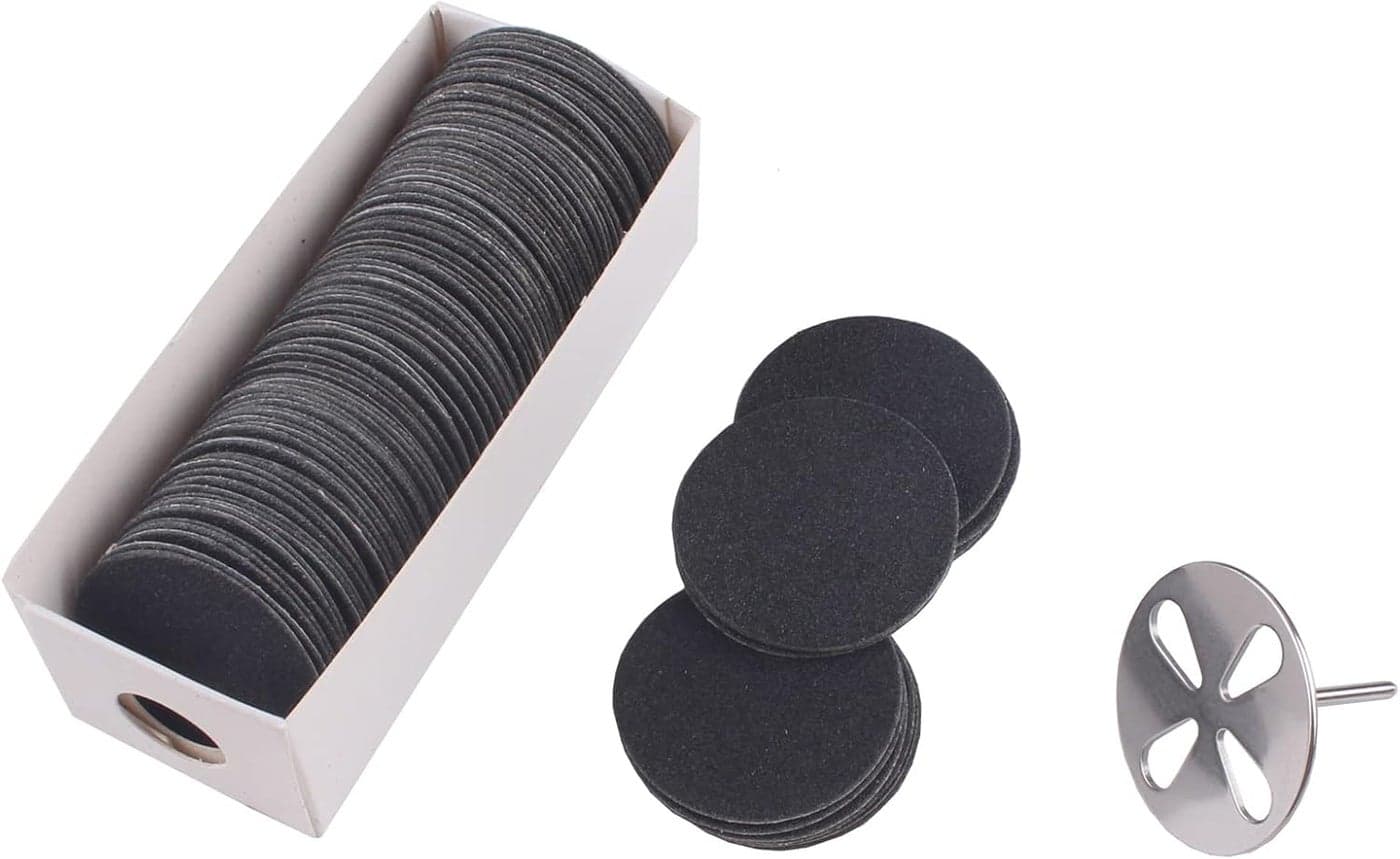 MZCMSL 100pcs Sandpaper Disc and 1pcs Metal Drill Bit 332 Shank Pedicure Sanding Disc Bit for Dead Skin Callus Electric Foot File 150 Grit Medium35mm