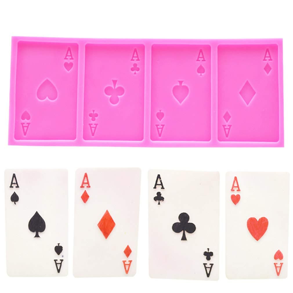 4 Aces Poker Playing Cards Four of a Kind for Chocolate Fondant Cake Cupcake Topper Decor Gum PastePolymer Clay Candy Resin Silicone Mold Tool
