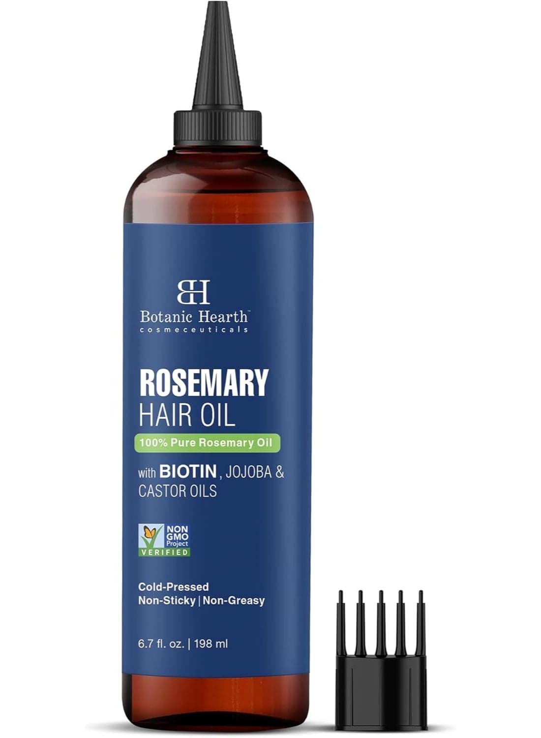 100% Pure Rosemary Oil | 198 ml | For Hair Growth Infused With Biotin | Hair Strenghtening Treatment | Nourishing & Volumizing | With Jojoba Oil & Castor Oil | Non GMO Verified |