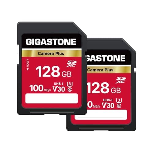 GIGASTONE 128GB SD Card 2Pack Camera Plus UHSI U3 Class 10 SDXC Memory Card Full HD Video for Digital Camera FullSized SD Card with 2 mini Cases