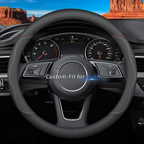 Deer Route Custom-Fit Leather Car Steering Wheel Cover for Ford, A-Style, Non-Slip, Breathable