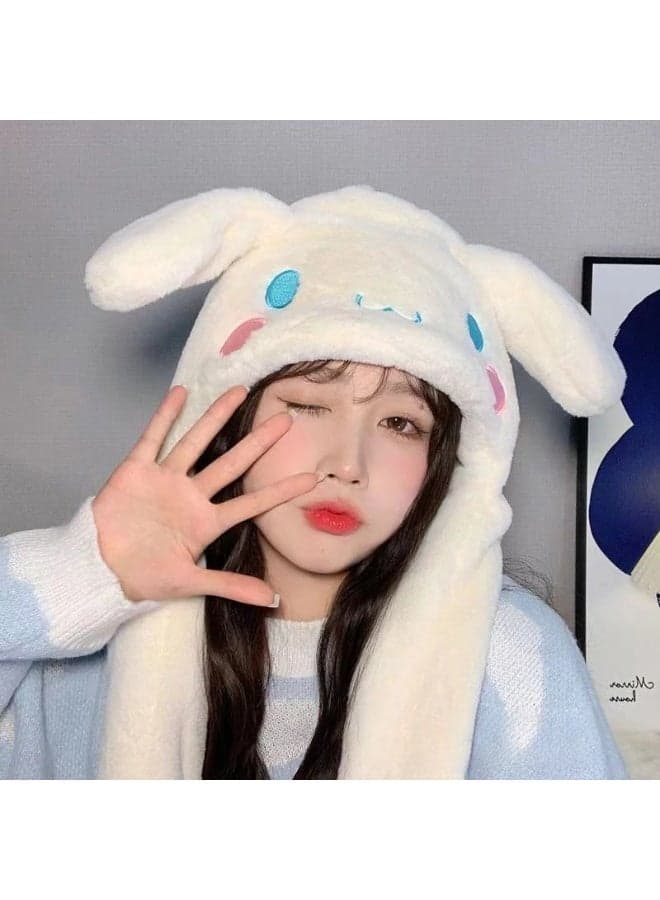 Cinnamoroll Inspired Light Up Plush Hat with Interactive Moving Ears Super Adorable Cozy and Eye Catching Headwear for Fun Occasions