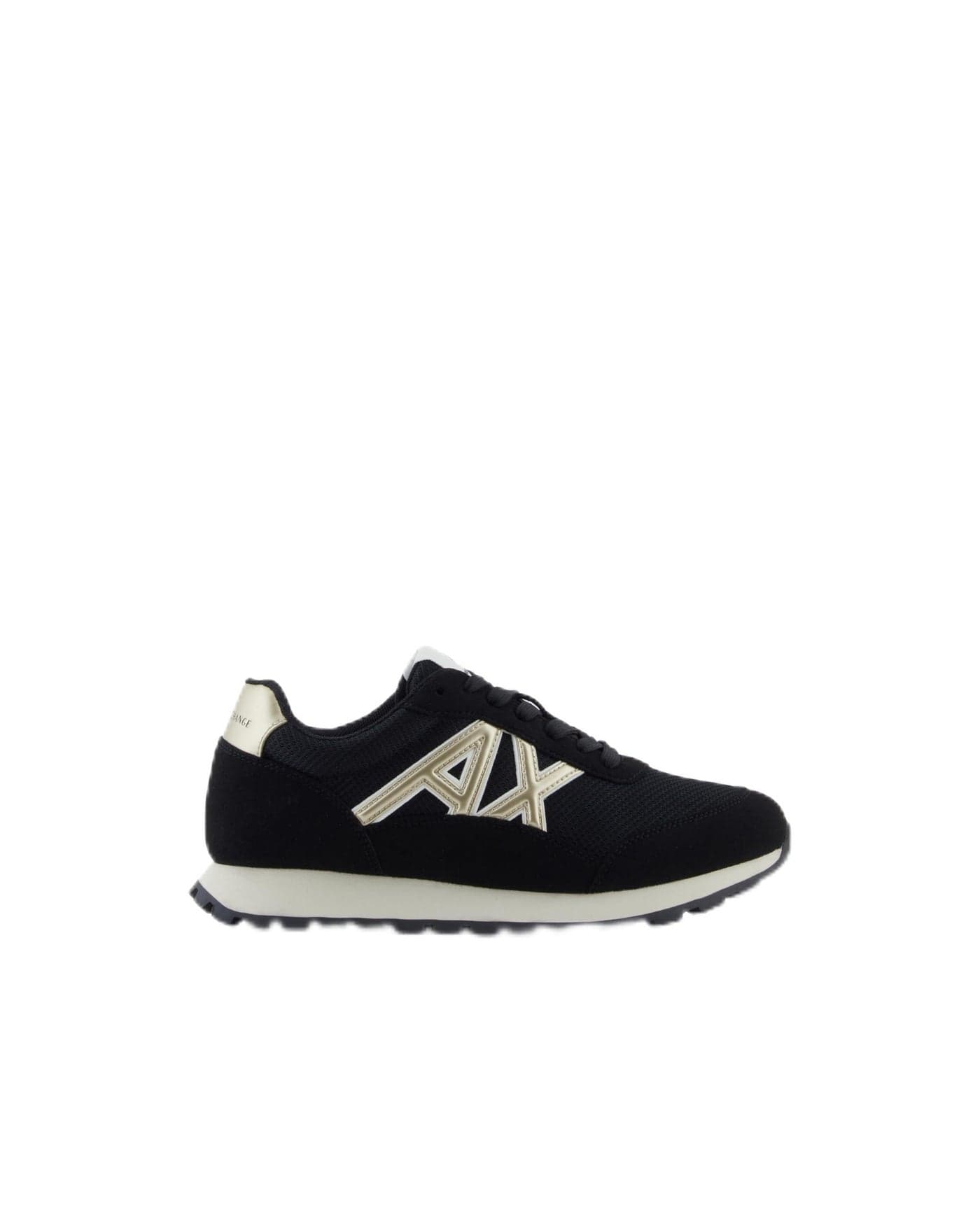 Armani Exchange Men's Drop Sneaker, Black/Pale Gold, 9