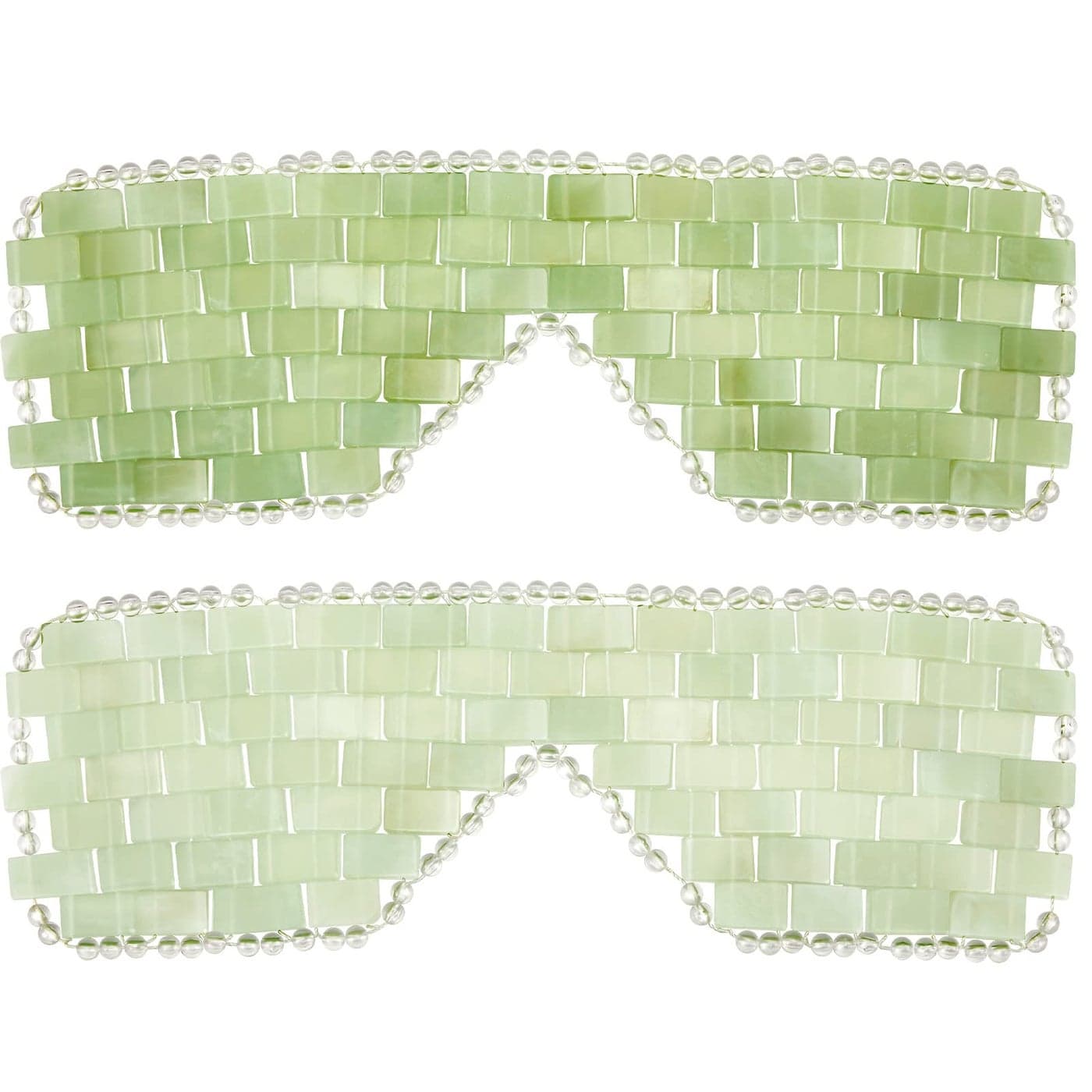 Hercicy 2 Pcs Jade Eye Mask Green Jade Stone Facial Cooling Mask for Alleviate Puffiness Face Massage Relax Eyes Relieve Migraine Meditation Beauty