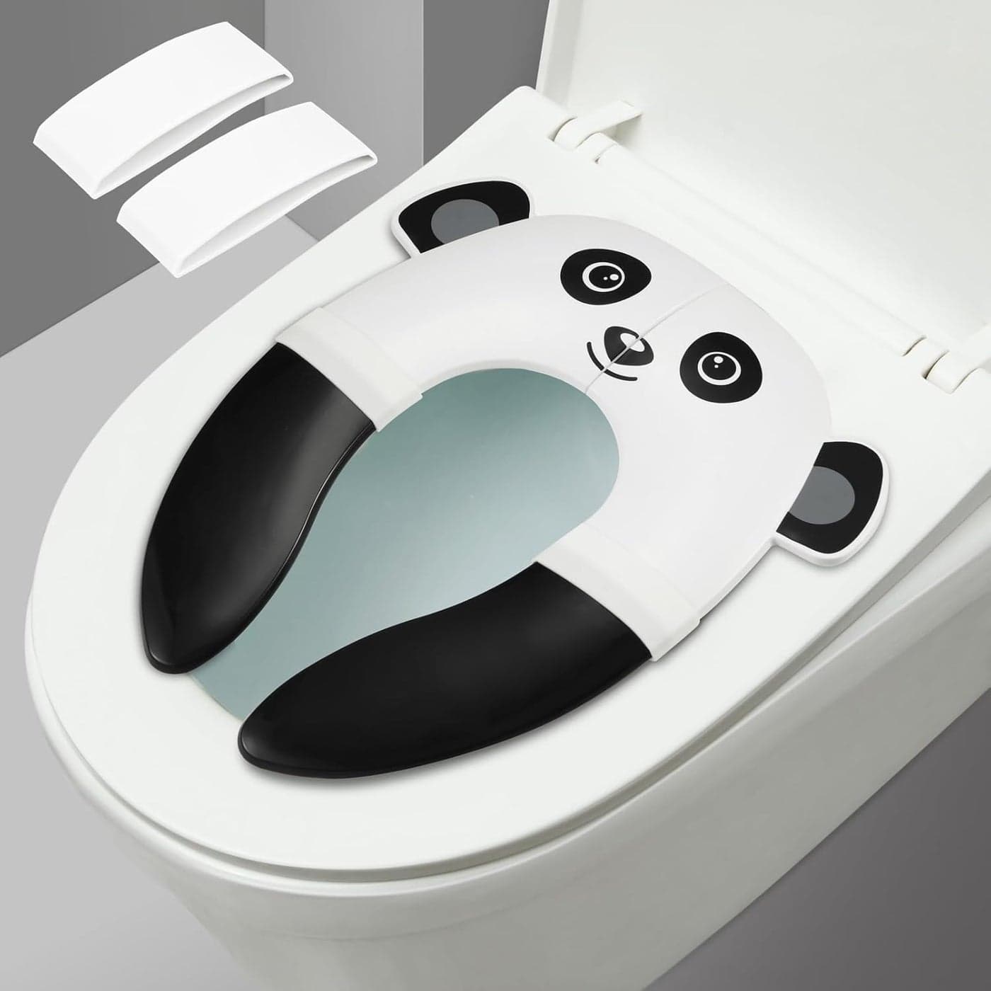 PandaEar Toilet Seat Cover Folding Travel Toilet Seat for Children and Potty Training Portable Silicone Toilet Seat for Toddlers Boys Girls with NonSlip Silicone Pads Panda