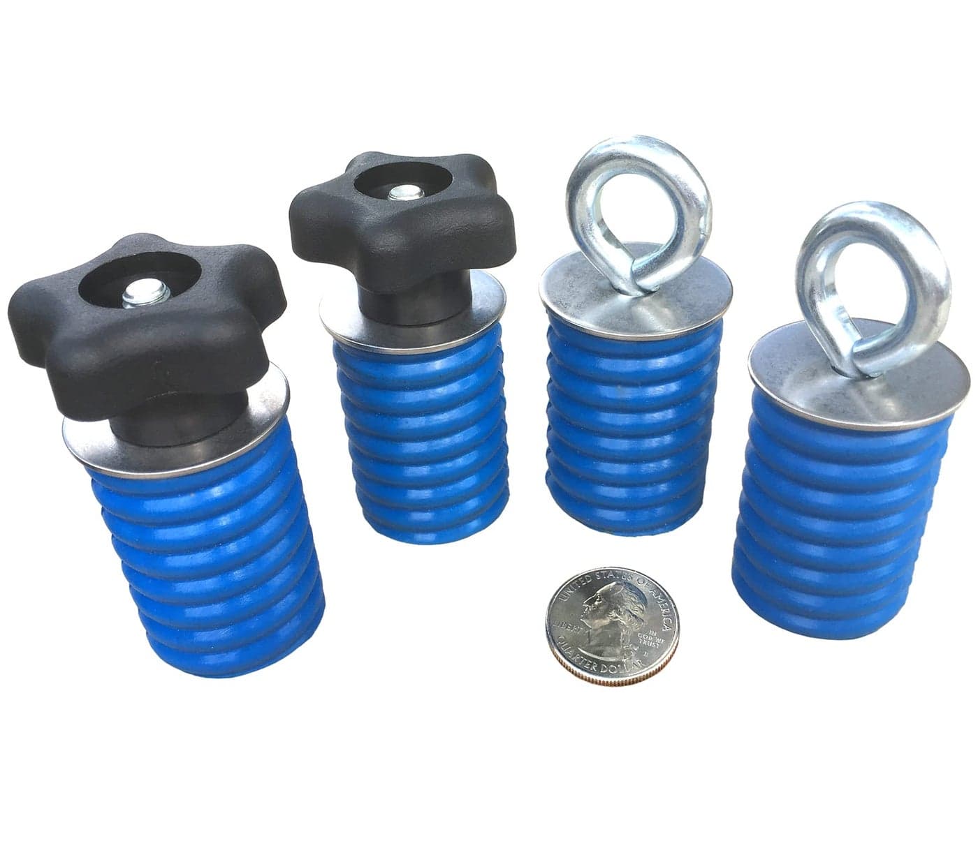 GripPRO ATV Anchors - 4 Pack Combo Kit with 2 Knob + 2 Eyelet Lock & Ride Tie Down Anchors for Polaris Ranger & General 1-7/16" Bed Holes - Secure Gear, Coolers, Tools - Not for RZR or Sportsman