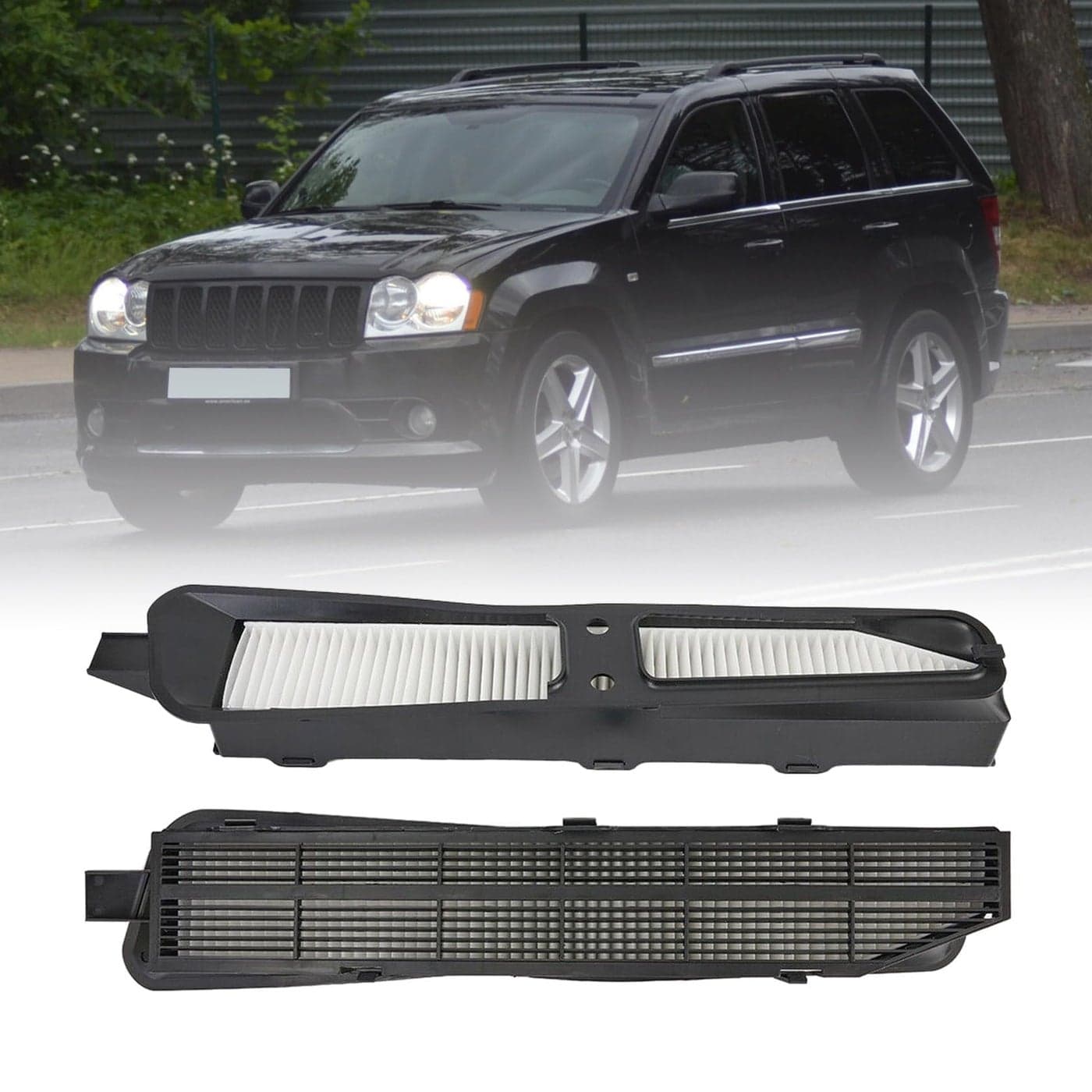 FZJDSD BLACK Cabin Air Housing and Filter Kit Compatible with Jeep Grand Cherokee 19992010 82208300 82208300K ACC Cabin Filter Set Particulate Filter