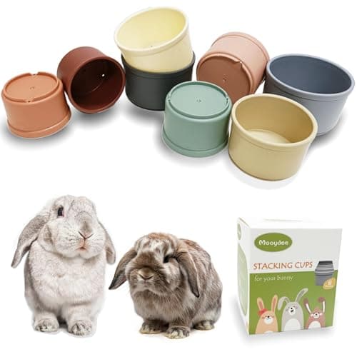 Mooydee 8 Pcs Stacking Cups for Rabbits Guinea Pig Reusable MultiColored Bunny Toy Rabbit Toys of Different Sizes Safe Plastic Nesting Toys for Bunny Small Animals Hiding Food and Playing