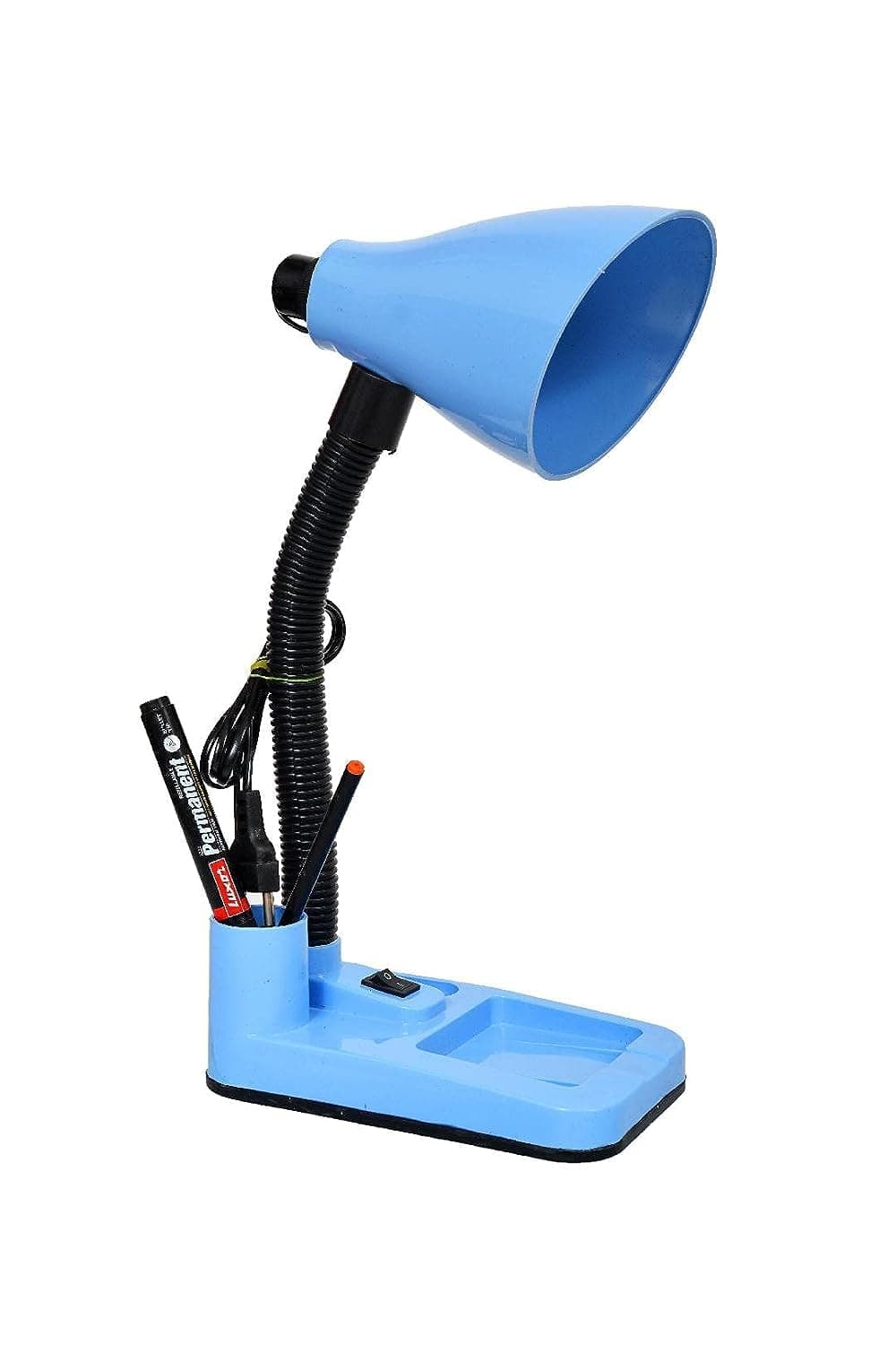 VRCT Plastic 50W Electric LED Table Lamp With Attached Pen Stand (Blue)