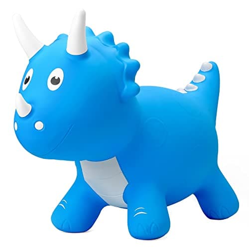 PlayZap Dinosaur Bouncy Horse Hopper Bouncy Animals Hopper for Toddlers Inflatable Jumping Ride on Dinosaur Triceratops Hopper Kids Hopping Toys for 18M 2 3 Years Old Kids Boys Girls Gifts